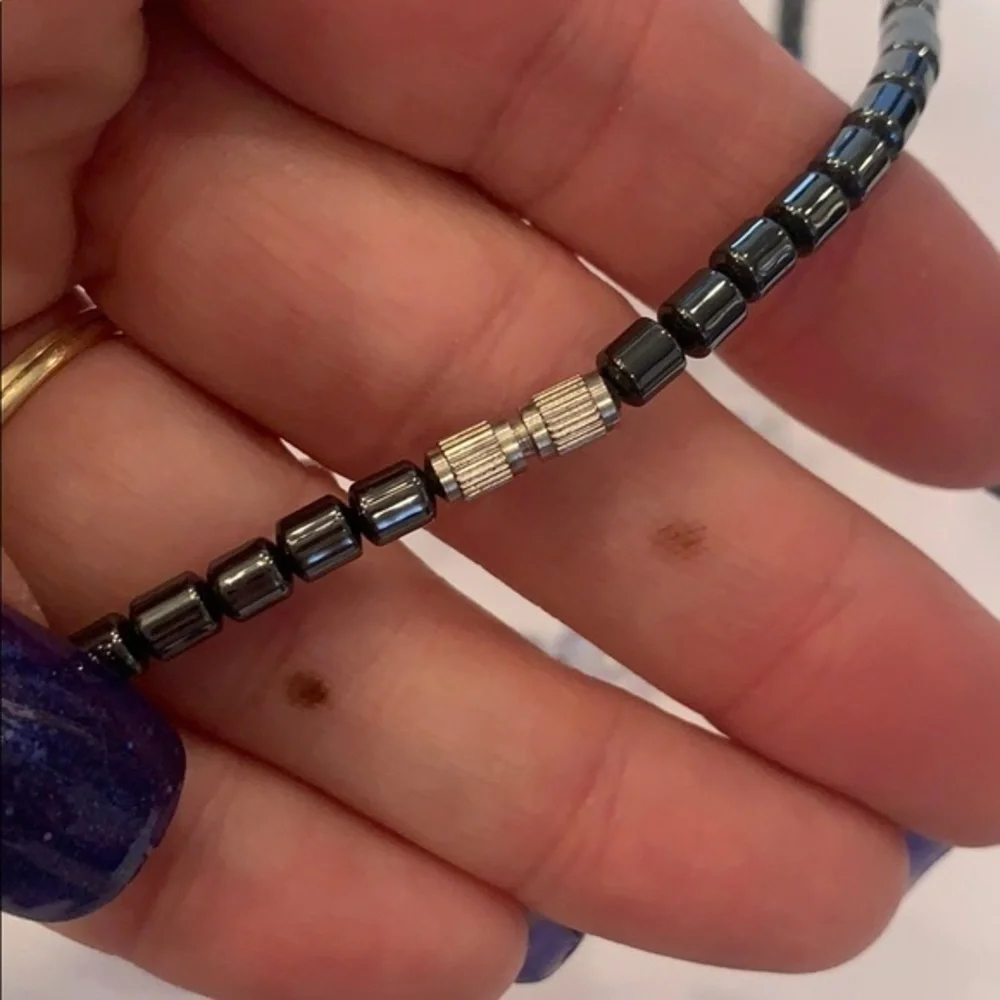 💐5/25 hematite and crystal bead simple necklace